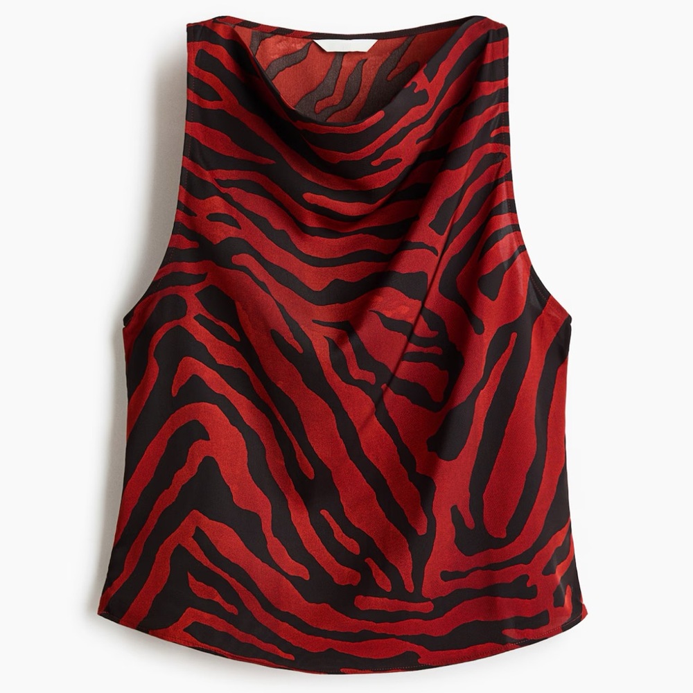 H&M zebra print cowl neck top